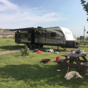 Our trailer and camp site