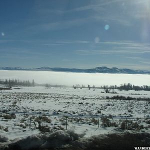 Pogonip fog over Mono Lake