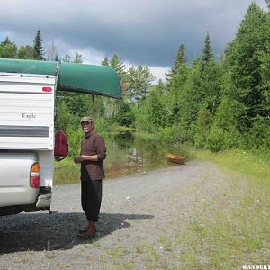 6 Stuck on a log road in Maine 75 miles in. Beaver pond flooded road 300 yards. Had to use canoe to scout depth.