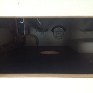 vent duct hole to lower cabinet