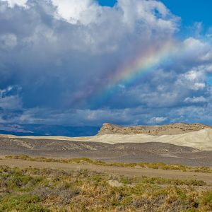 Rainbow over pup fish habitat, Death Valley