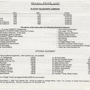 Retail Price List 1998 1