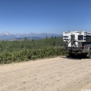 Camper with Tetons