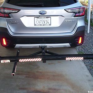 "Joe Hauler" bike carrier behind Subaru