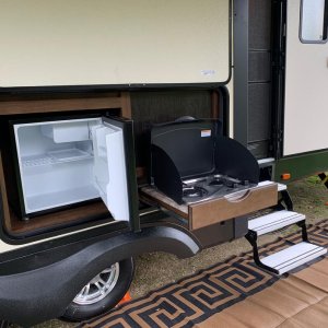 Outdoor refrigerator and stove