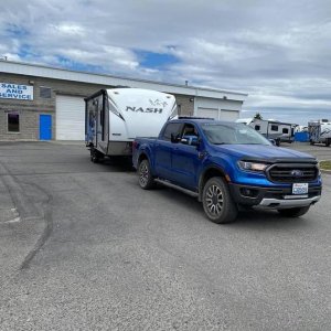 2019 Ranger Lariat FX4 leaving RVs Northwest, Spokane Valley, WA for a windy and gas-guzzling drive home to Woodland.