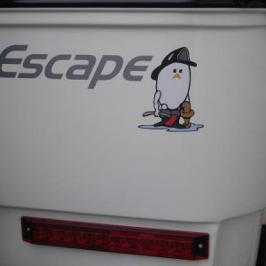 Decal for our egg trailer.
"Hatched" by me for our "Fire Escape."