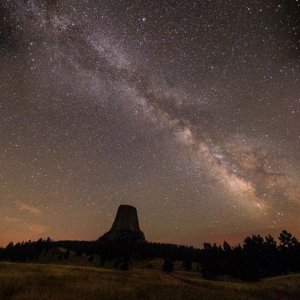 The Milky Way and Devils Tower National Monument, WY