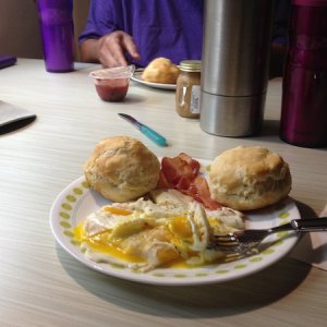 First biscuits from the oven. Came out perfectly!  Mmmm. Fort Stephens SP, Warrenton OR. 10.01.2015