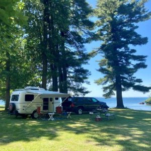 Nice campsite right on the water, no hookups but great view, private beach.