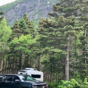 Our campsite in Blow Me Down Provincial Park, lots of trails for hiking, great views.