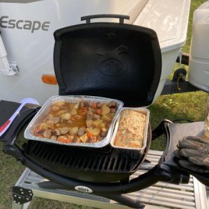 Irish stew and Irish Soda bread on the Weber 1200 bbq.