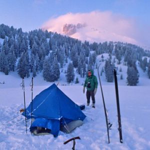 Lake Helen makes a nice flat spot for our winter home on a cold night.