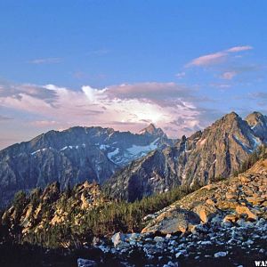 Grand Teton from our bivy on Mt Moran, high above Leigh Lake