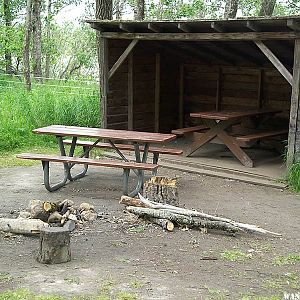 Three cooking shelters are available at Brooks Camp Campground