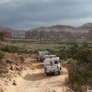 Descending into Cathedral Valley