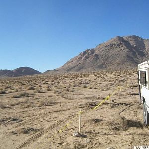 Campsite in on the dry lake bed.