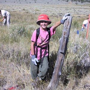 My son, at 8 years old, fence removal with ONDA, Hart Mt. NWR