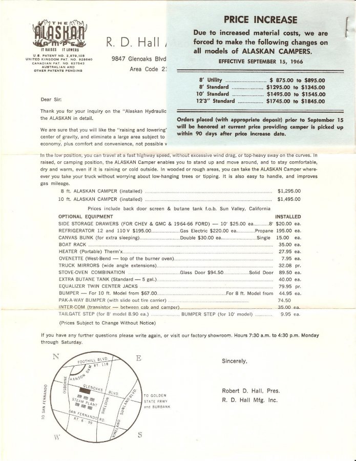 1966 price list