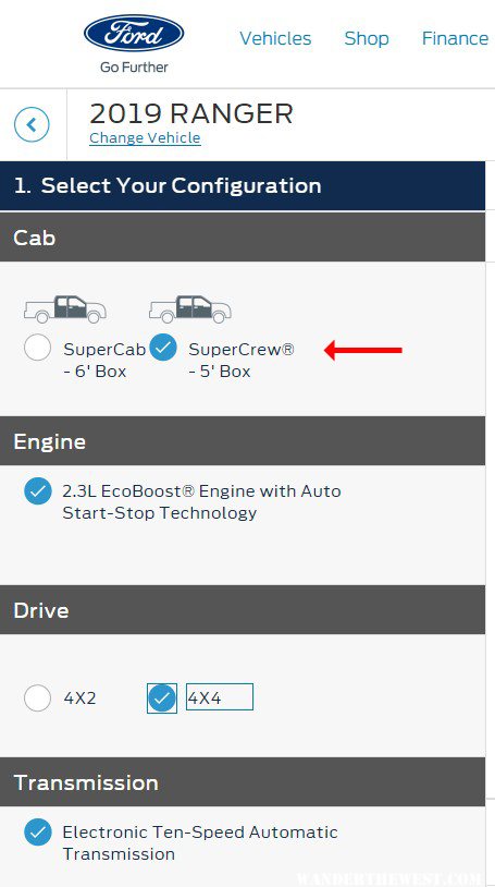 2019 Ranger Configuration