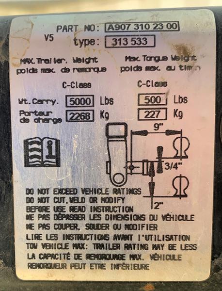 2020 Sprinter tow bar label IMG 3447