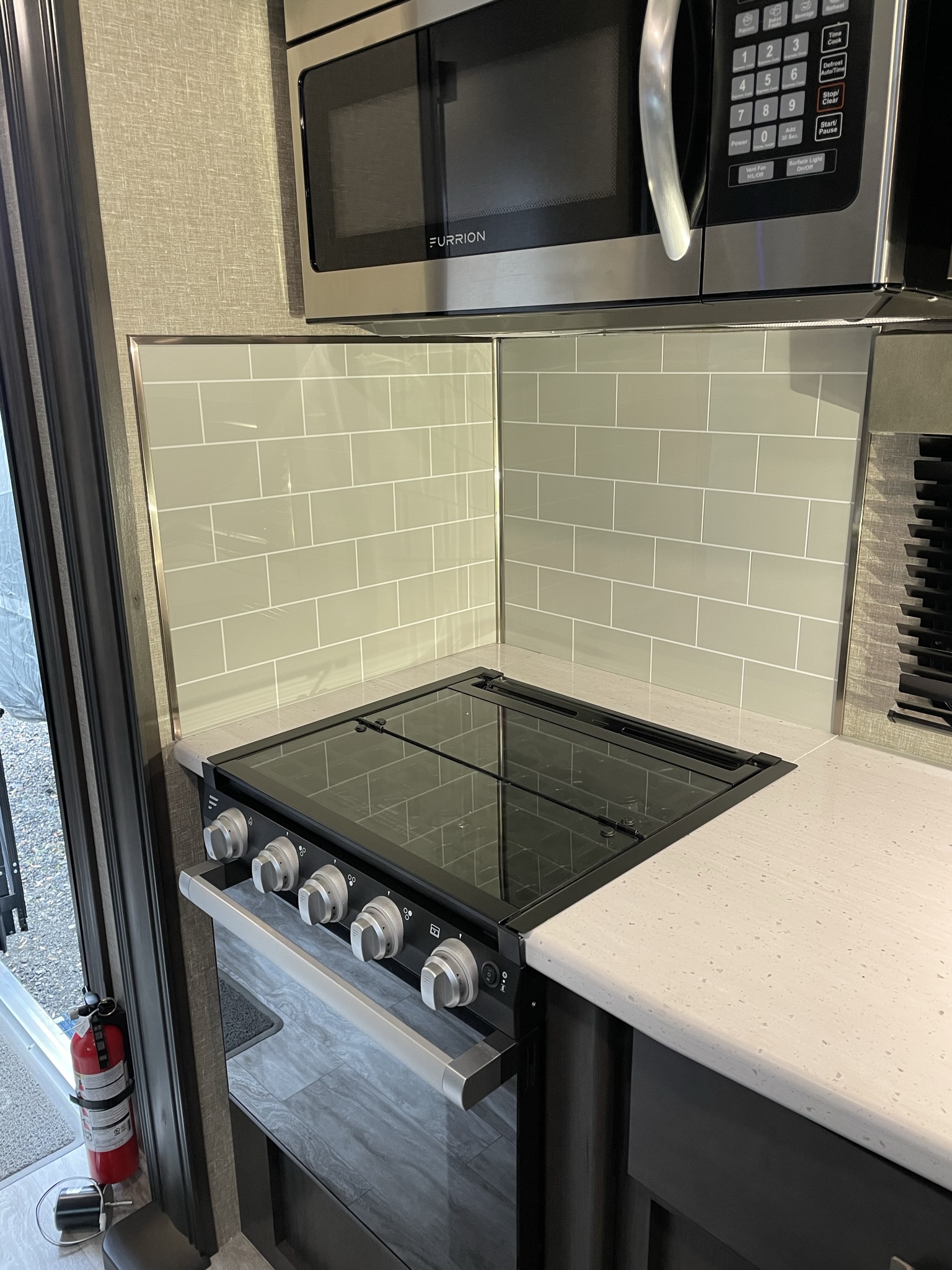 Added subway tile backsplash.