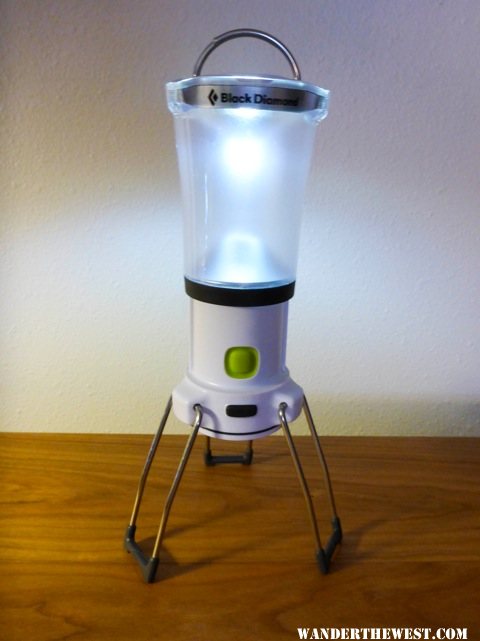 And the battery lantern from Black Diamond. Gives nice light for inside or outside.