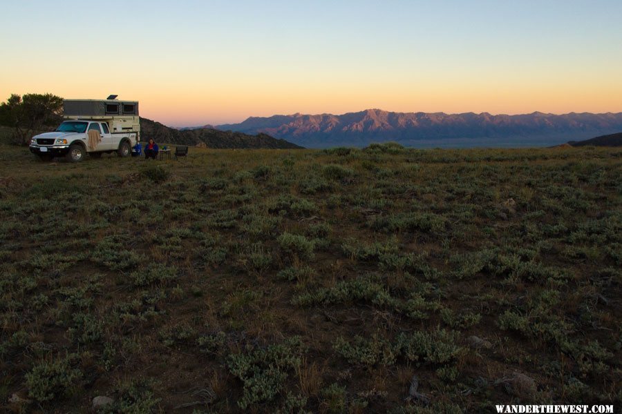 Breakfast and First Light on the Toiyabe Range