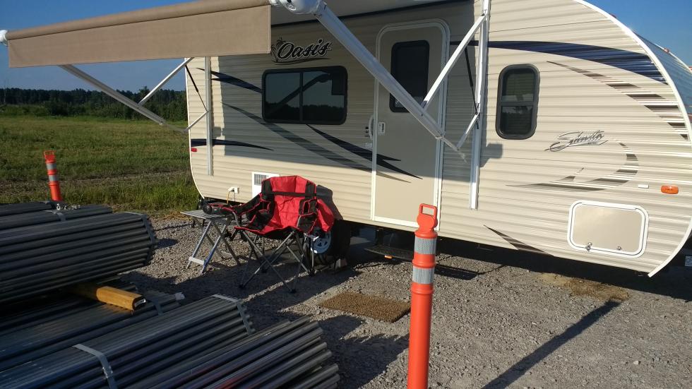 camped on a jobsite in Cameron, SC