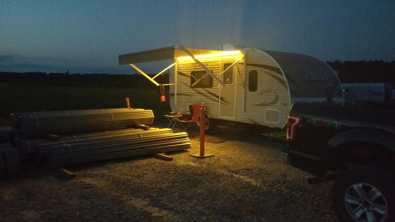 camped on a jobsite in Cameron, SC