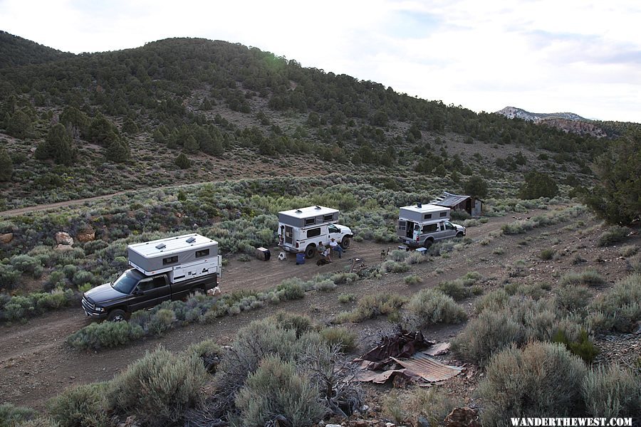 Camping at an old mine near Aurora ghost town