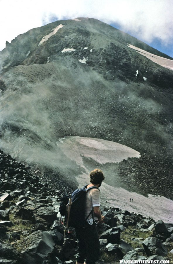 Descending the South Ridge of the North Sister--Middle Sister Ahead