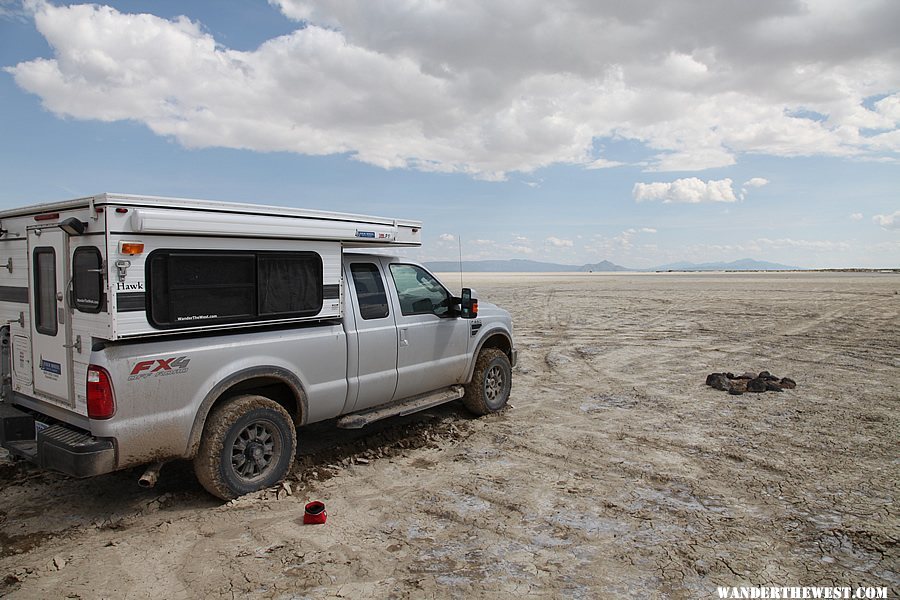 Don't drive on the wet playa!