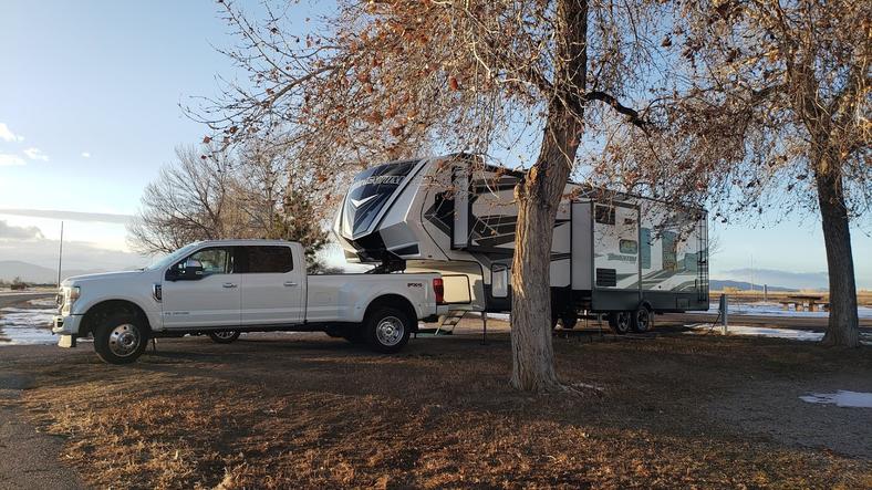 First camping trip with the 349M, Dec 2020 @ Boyd Lake, CO