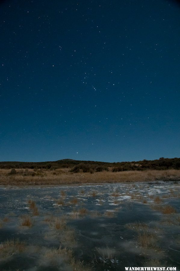 Frozen Big Spring Reservoir at Night