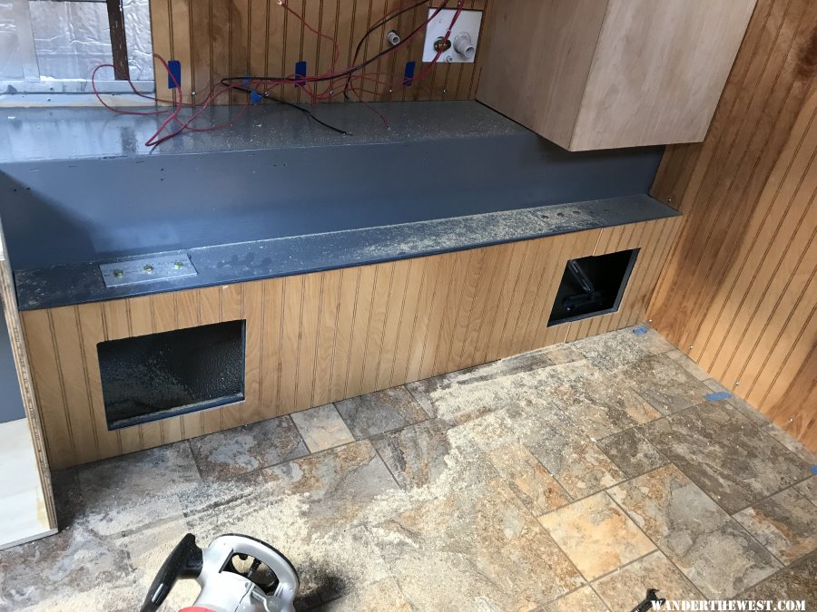 Installing bead board paneling below galley