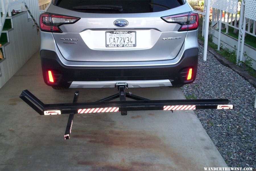 "Joe Hauler" bike carrier behind Subaru