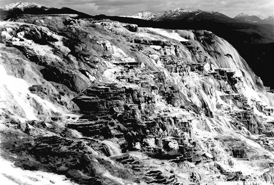 "Jupiter Terrace, Fountain Geyser Pool, Yellowstone National Park" by Ansel Adams, ca. 1933-1942