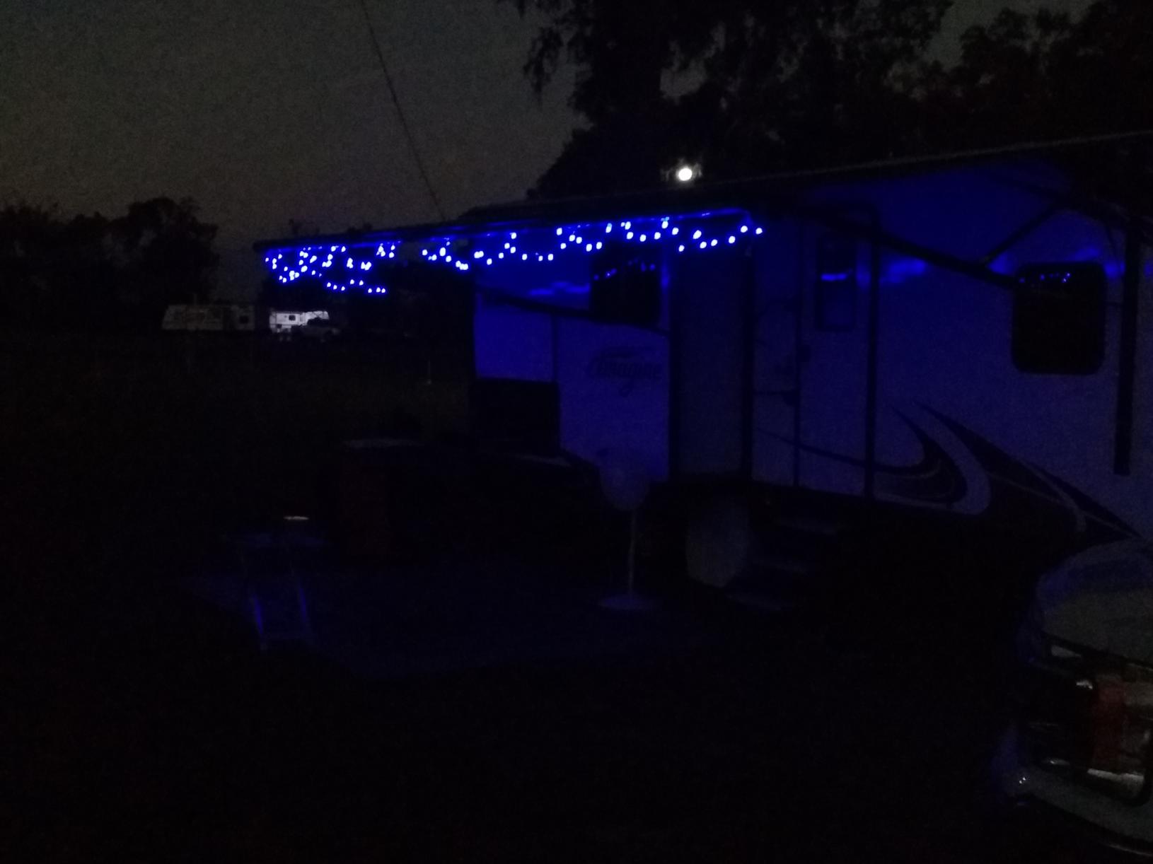 Lake Oklawaha KOA, Ft. McCoy, FL. Christmas lights on the awning