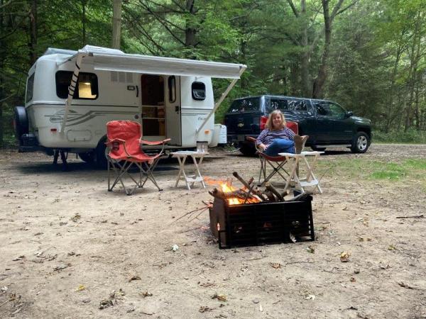 Level, open campsite on the shores of Lake Erie.