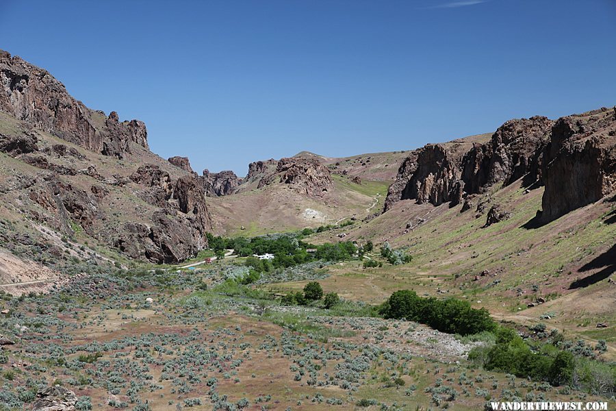 Looking down at the campground at Succor Creek