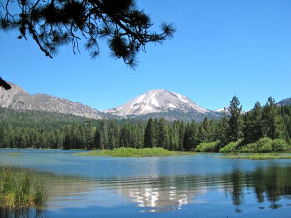 Manzanita Lake with Lassen Peak in distance.