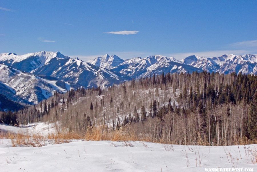 Maroon Bells, on the center skyline.