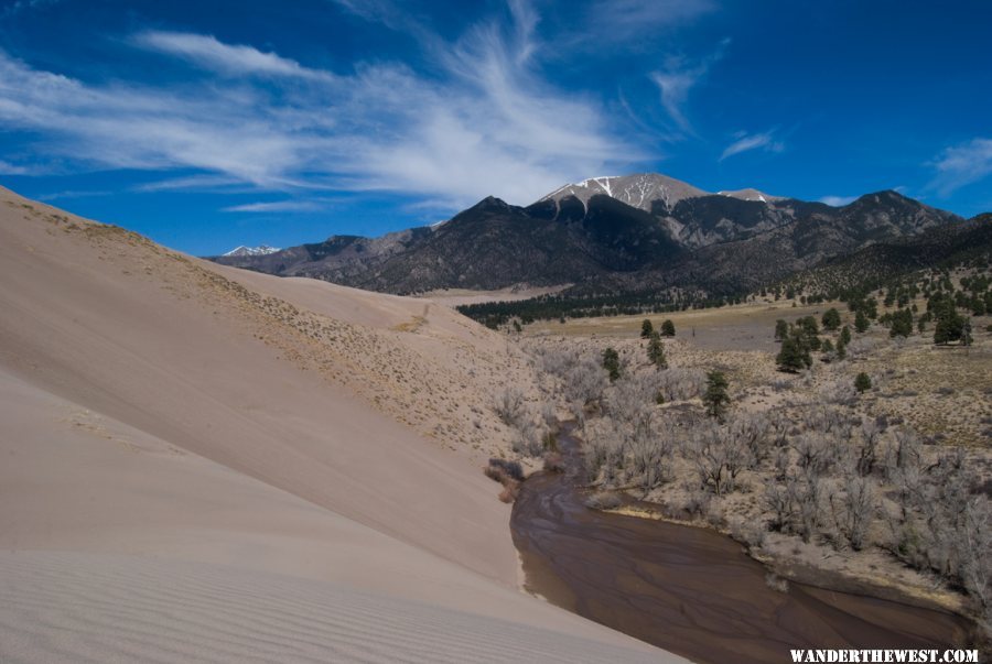 Medano Creek starting to flow out of the Sangres