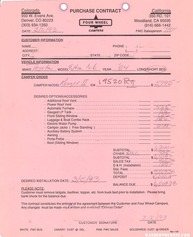 Original FWC Invoice