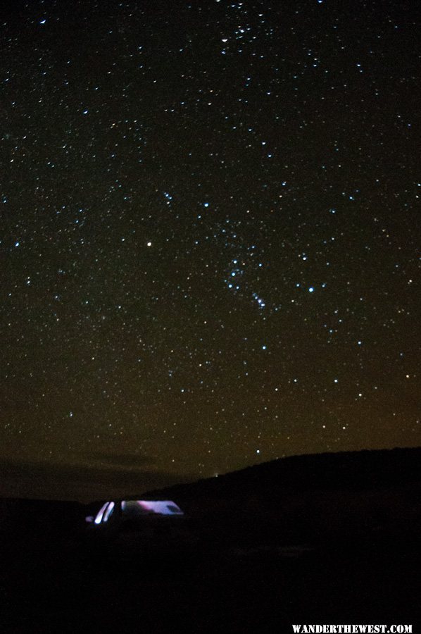 Orion -- and my Honda Civic -- at Big Spring Reservoir