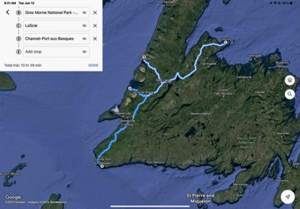 Our route and campgrounds on our trip