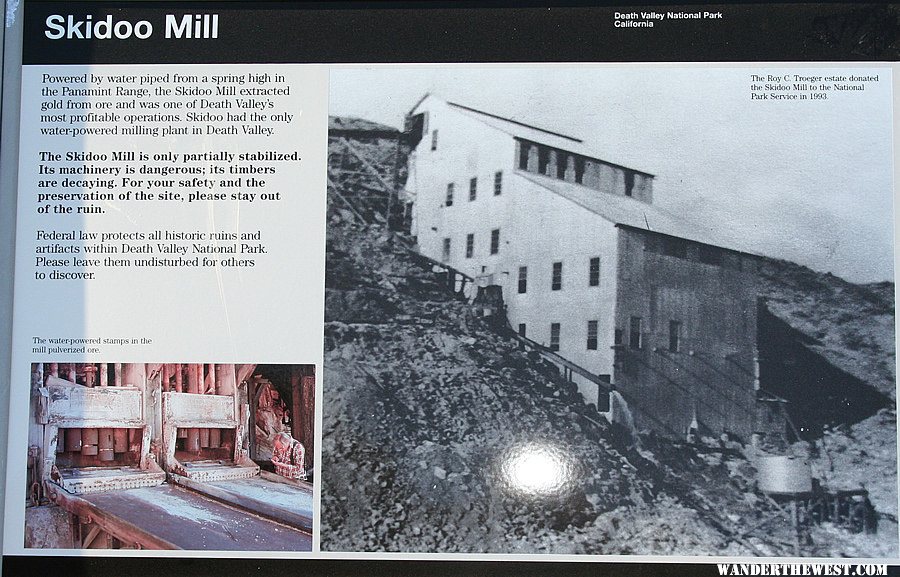 Skidoo Mill interpretive sign