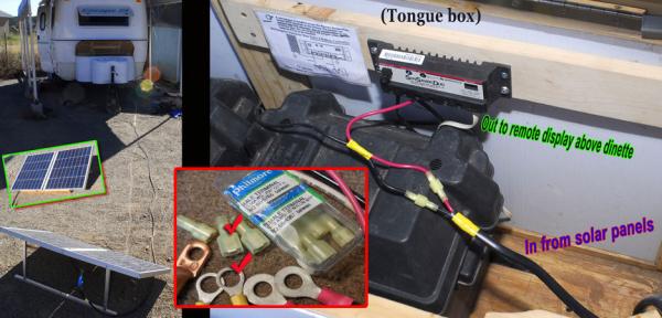 Solar controller Morningstar Sunsaver, is inside tongue box. for portable 2 ea booked panels, 100 watt solar kit .