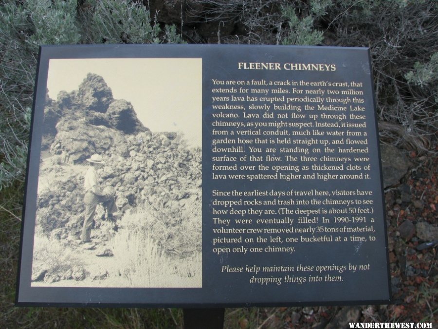 The interpretive sign at Fleener Chimneys